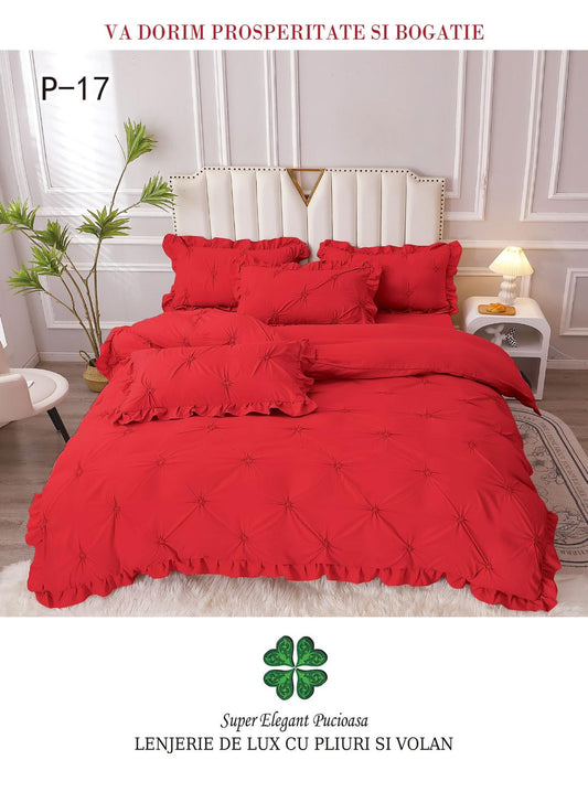 Lenjerie De Pat Cu Pliuri Si Volanase
