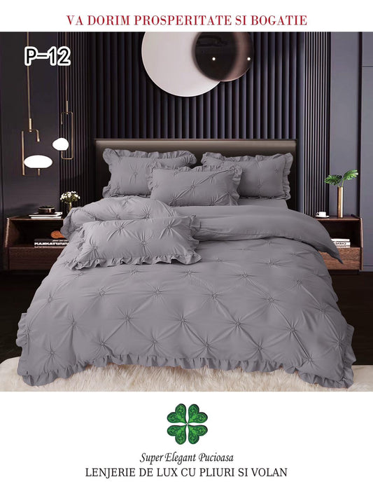 Lenjerie De Pat Cu Pliuri Si Volanase