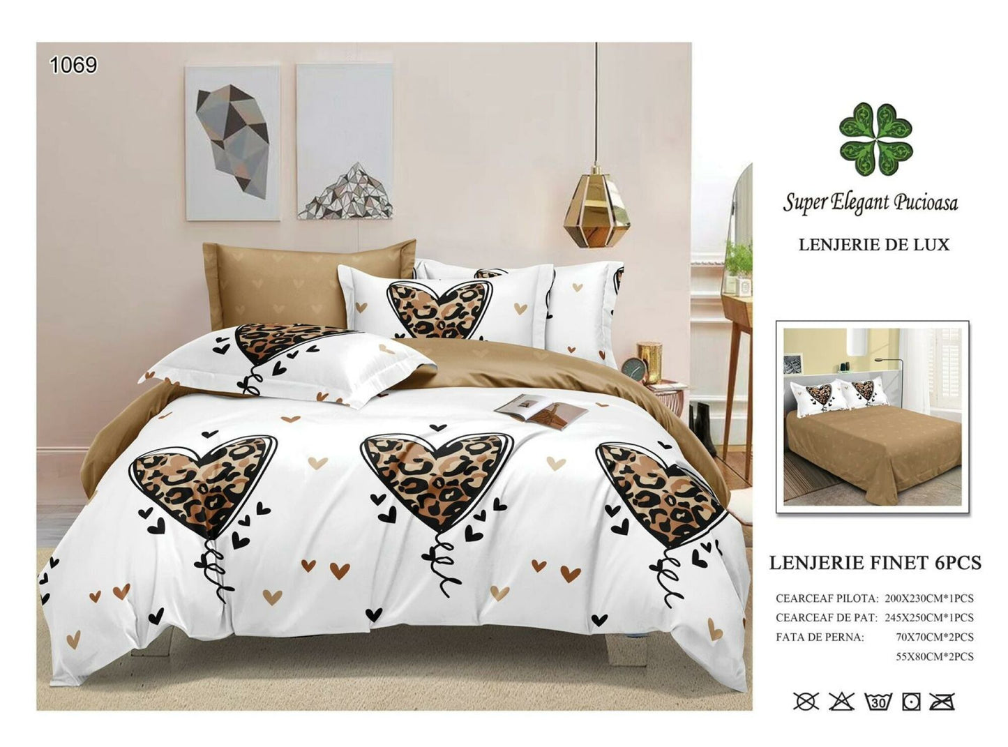 Lenjerie de Pat Bumbac Finet 6 Piese