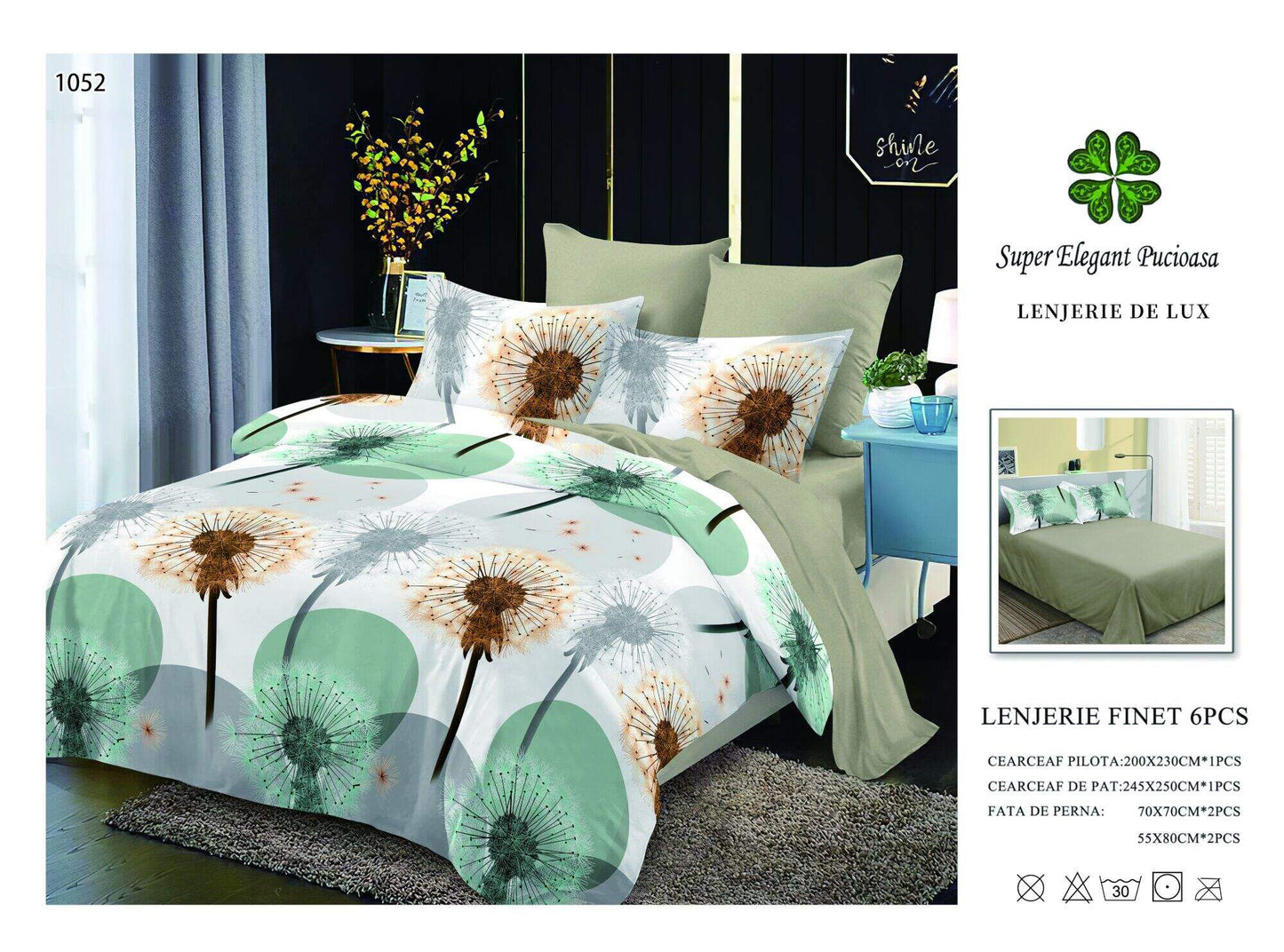 Lenjerie de Pat Bumbac Finet 6 Piese