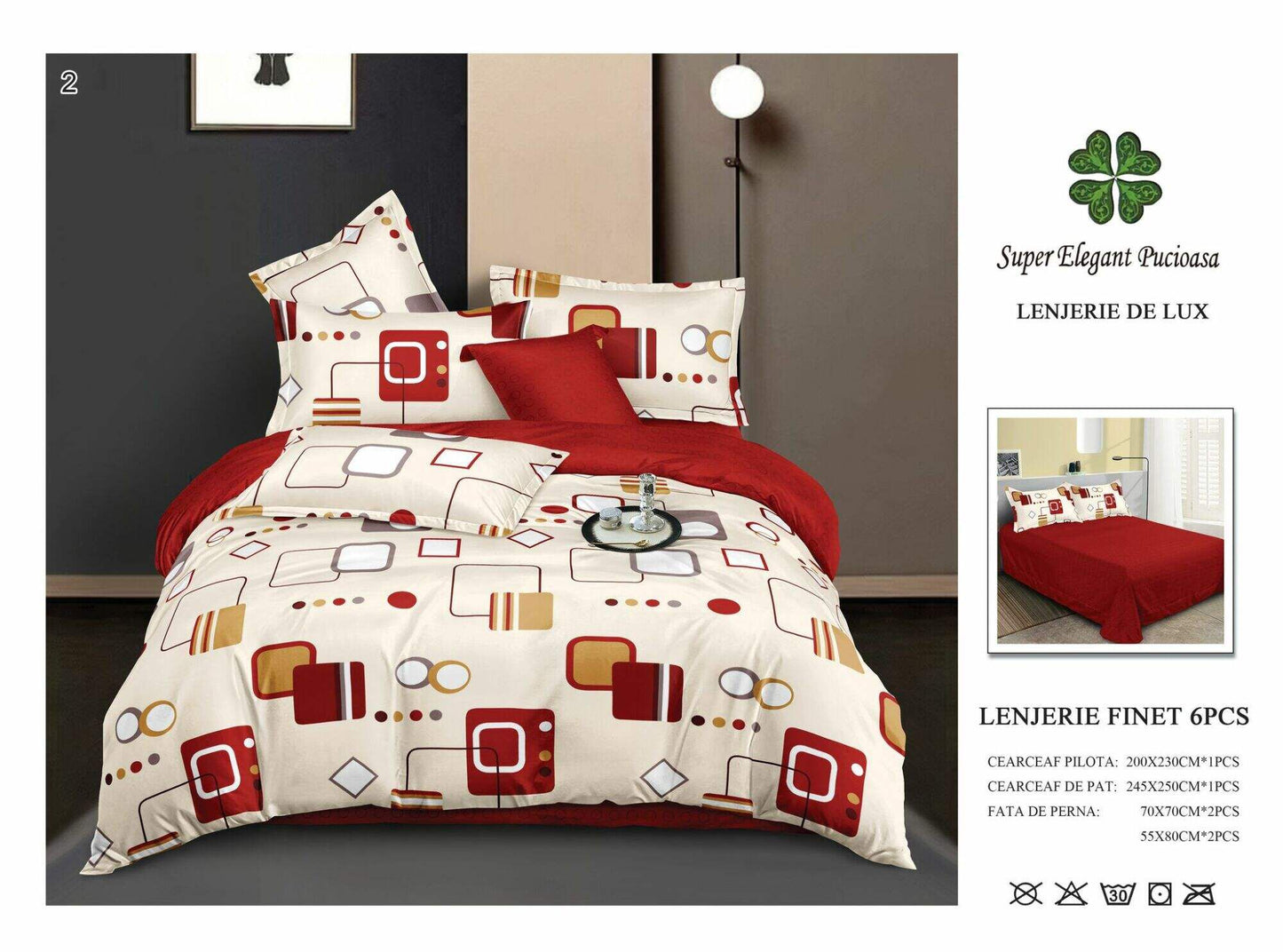 Lenjerie de Pat Bumbac Finet 6 Piese