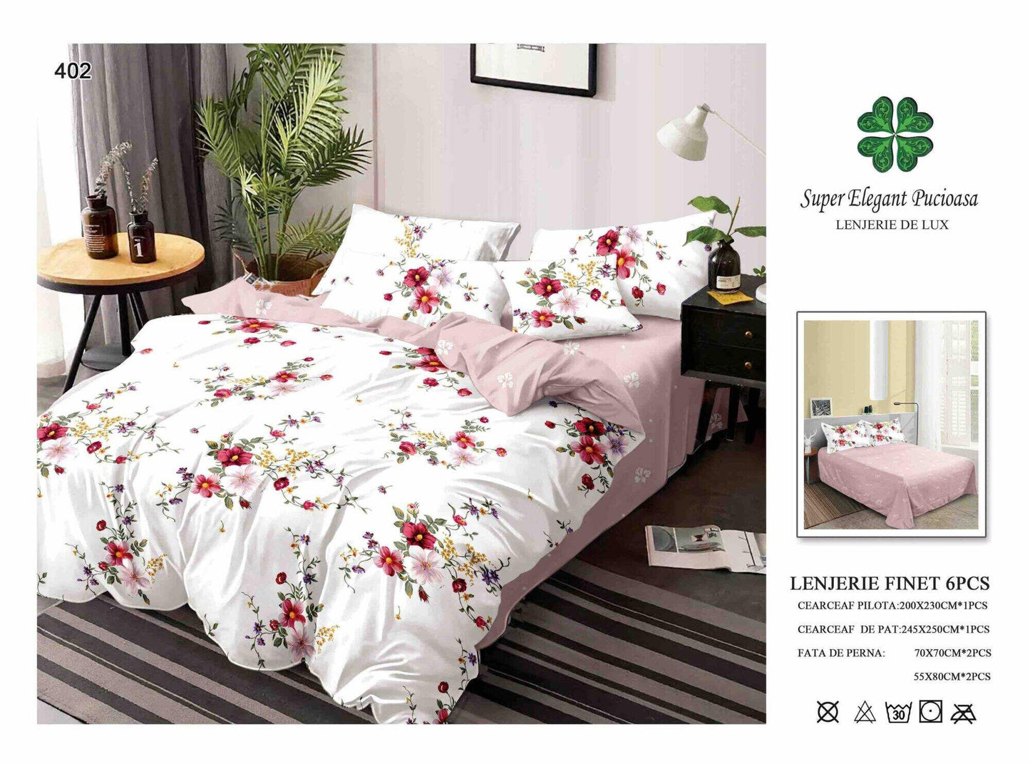 Lenjerie de Pat Bumbac Finet 6 Piese